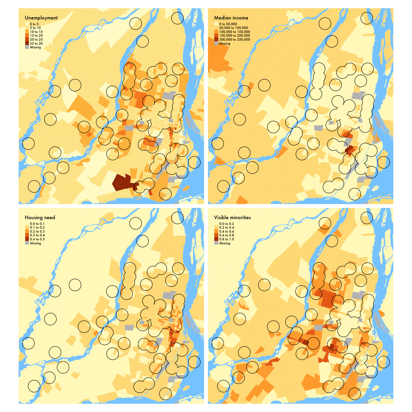 Demographic variables in Montreal (library service area), 2016